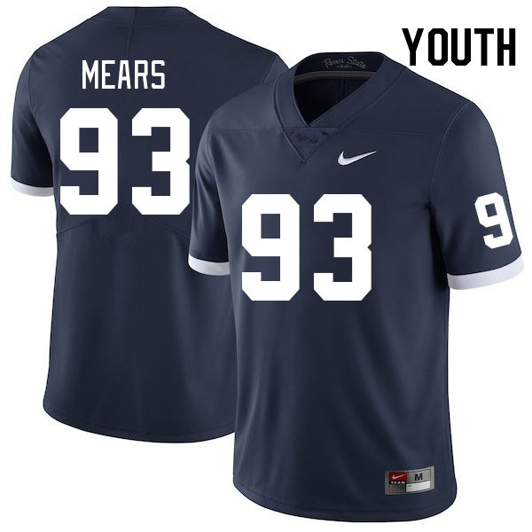 Youth #93 Bobby Mears Penn State Nittany Lions College Football Jerseys Stitched Sale-Retro